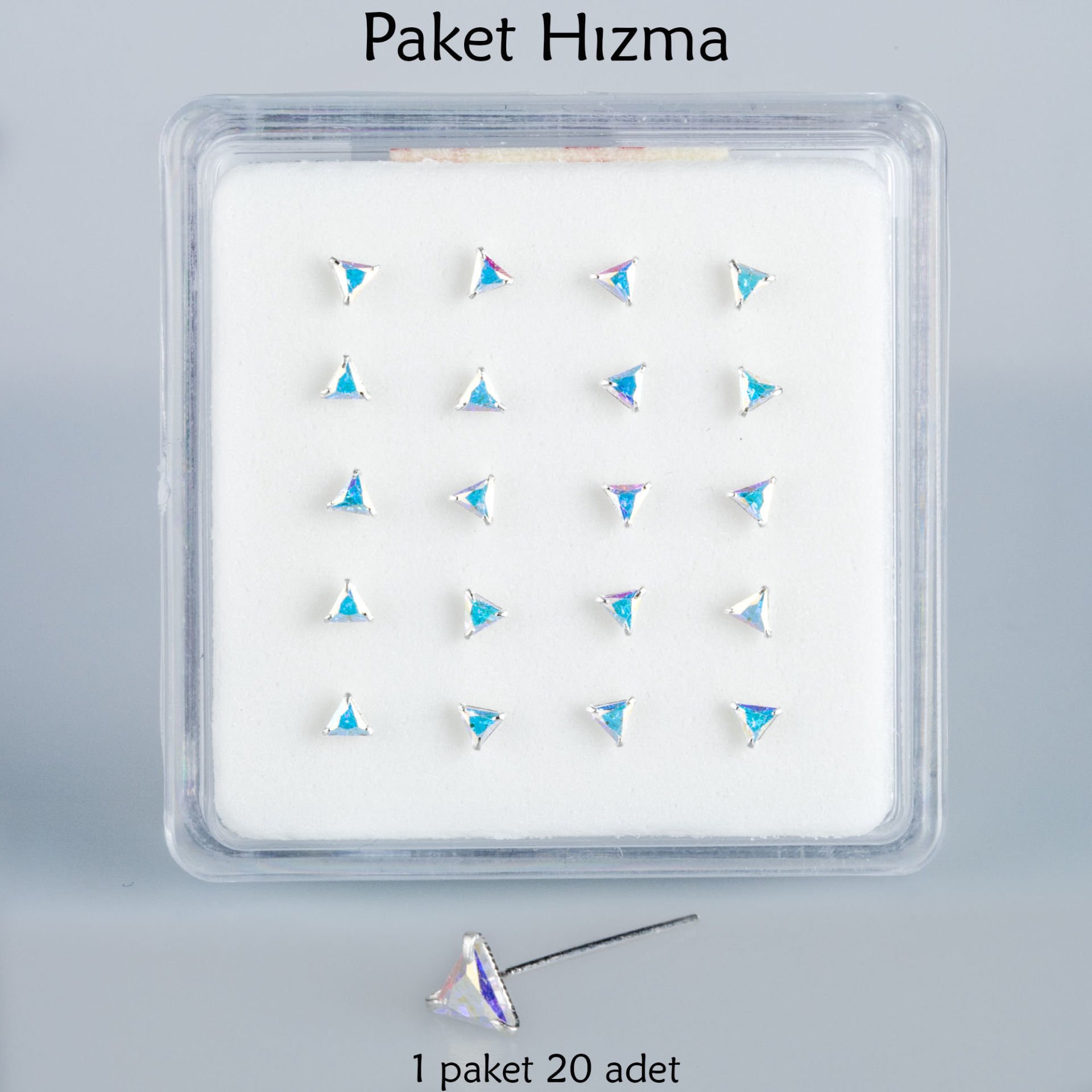 Piercing Hızma Üçgen Taş 1 Paket 20 Adet