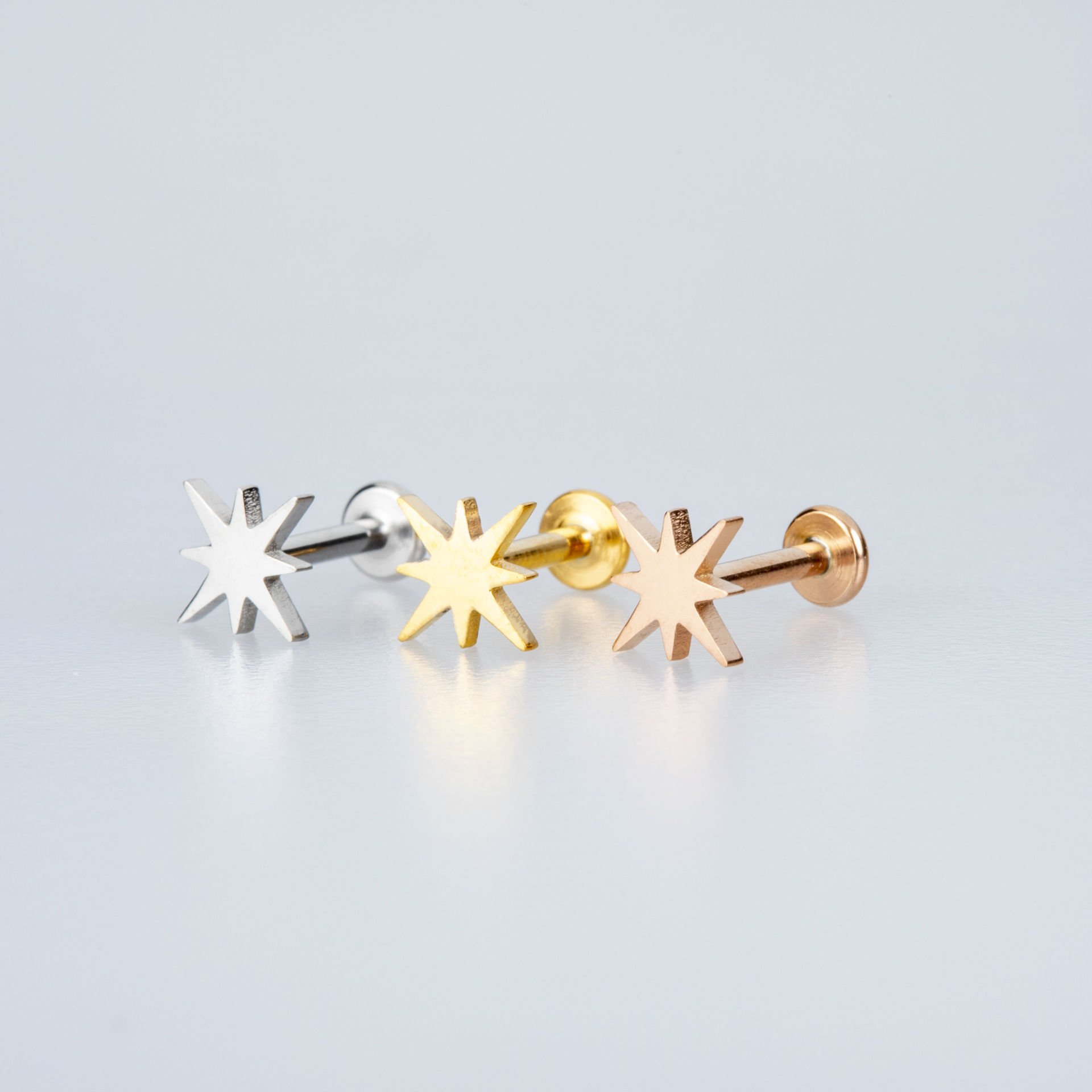 Piercing Çelik Tragus Kuzey Yıldızı Sarı 8mm