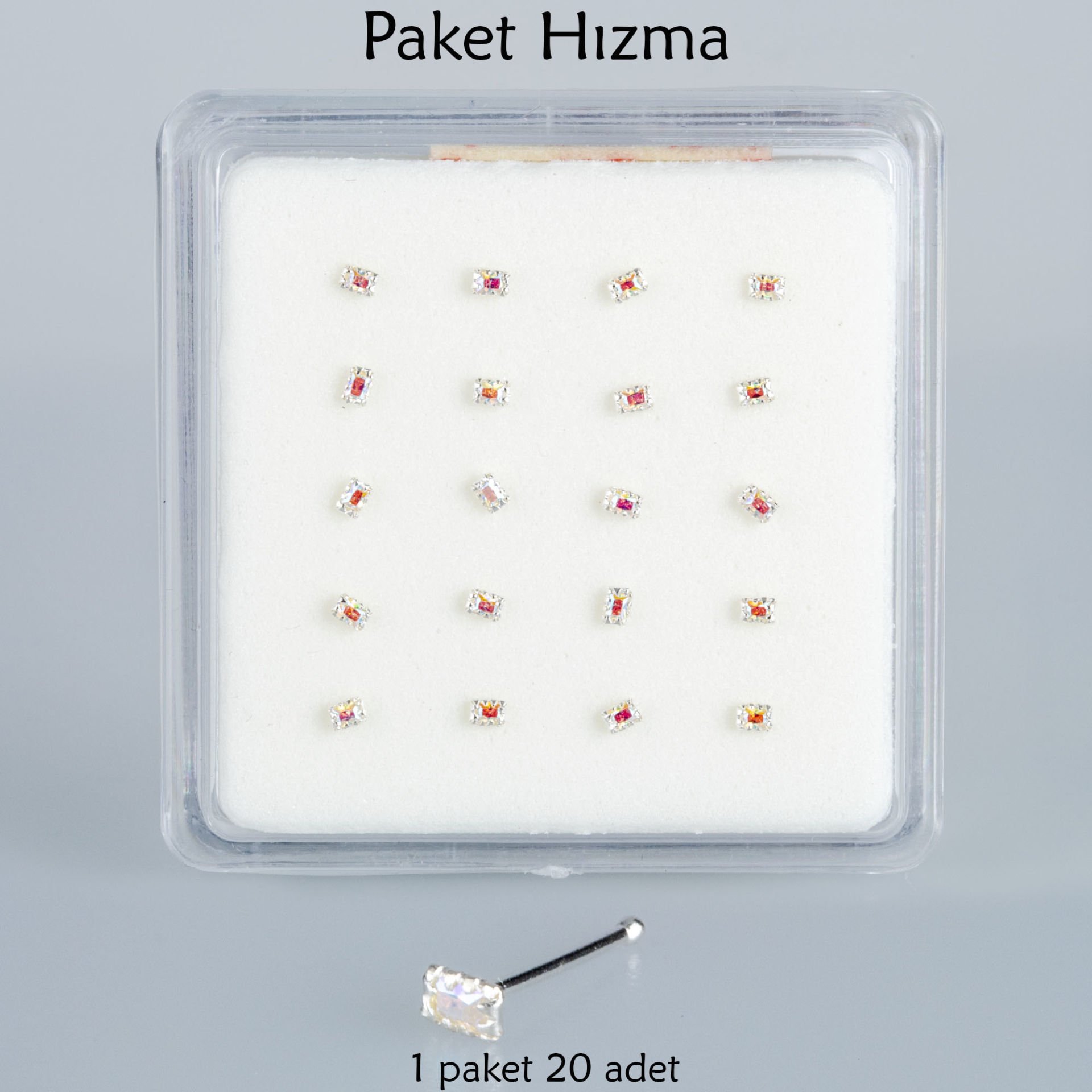 Piercing Nose Ring Rectangular Stone 1 Pack 20 Pieces