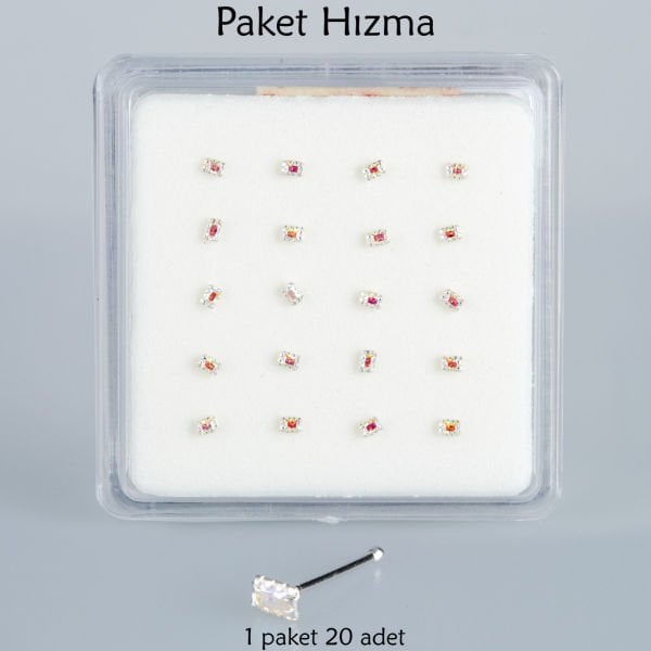 Piercing Nose Ring Rectangular Stone 1 Pack 20 Pieces