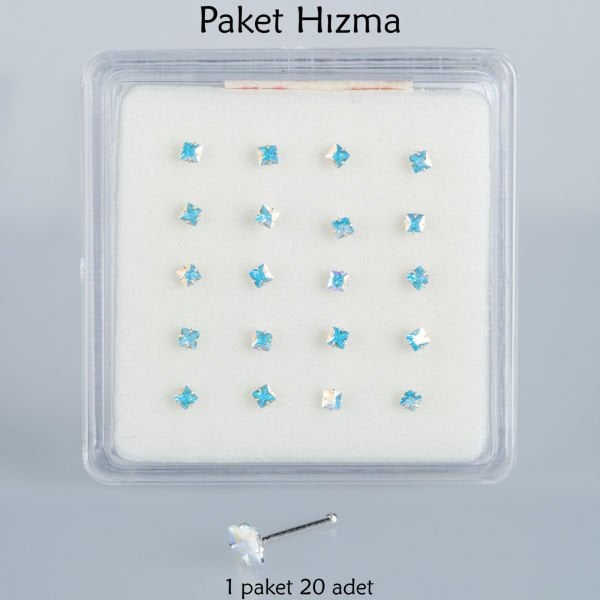 Piercing Nose Ring Square Stone 1 Pack 20 Pieces