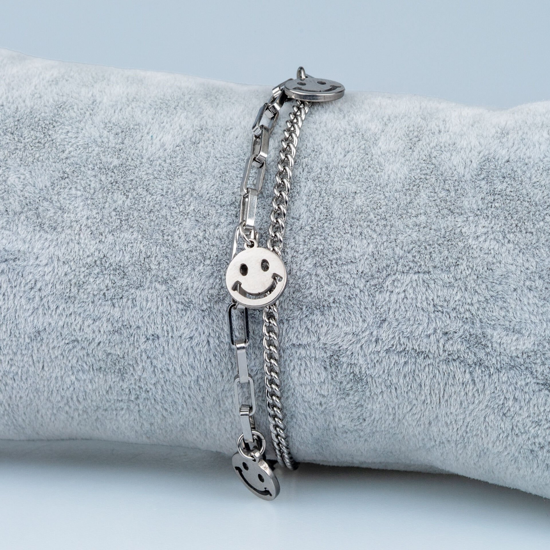 Çelik Zincir Bileklik Smiley