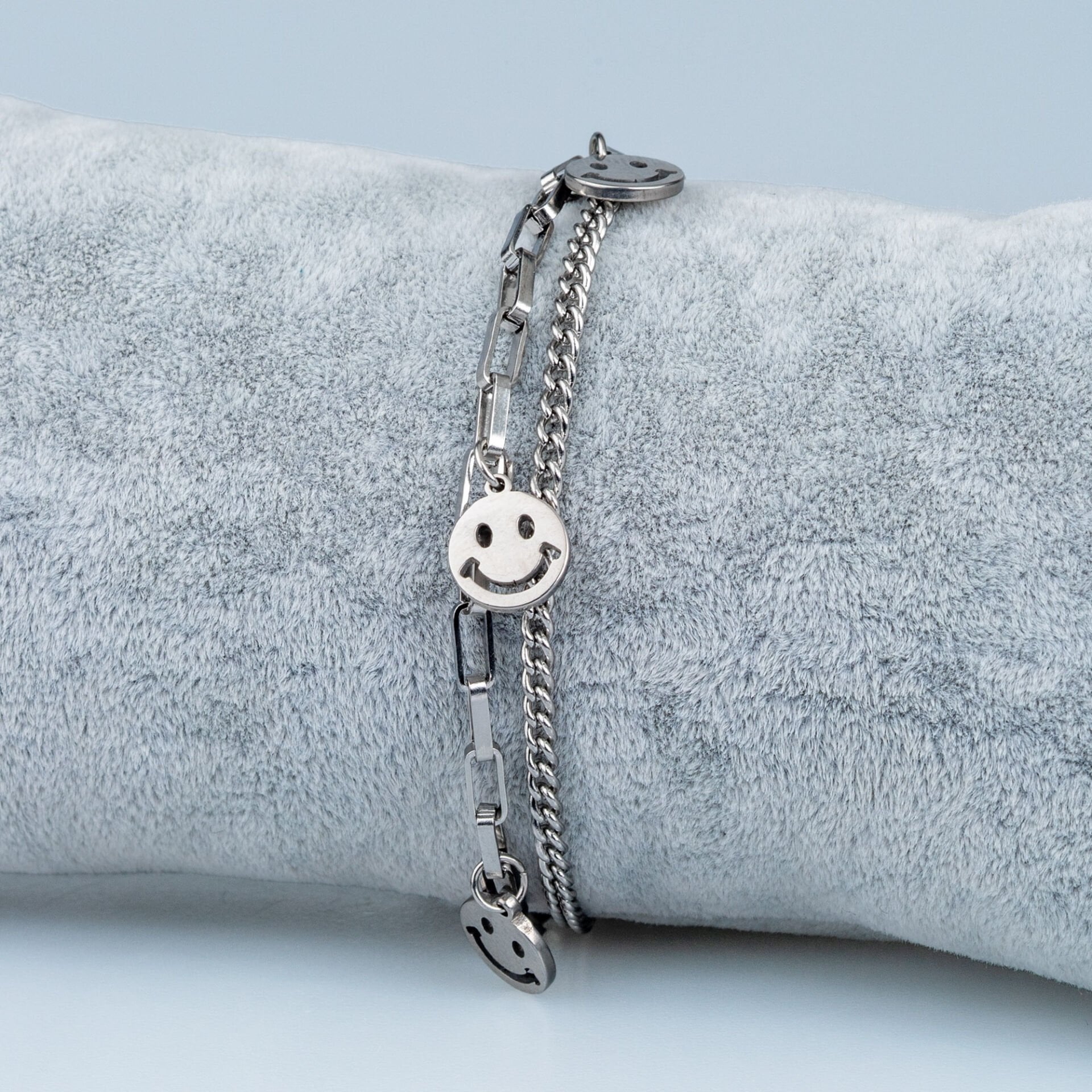 Çelik Zincir Bileklik Smiley