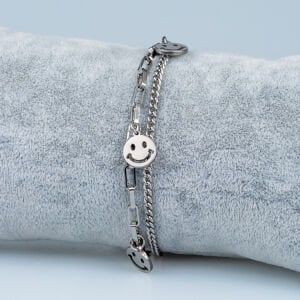 Çelik Zincir Bileklik Smiley
