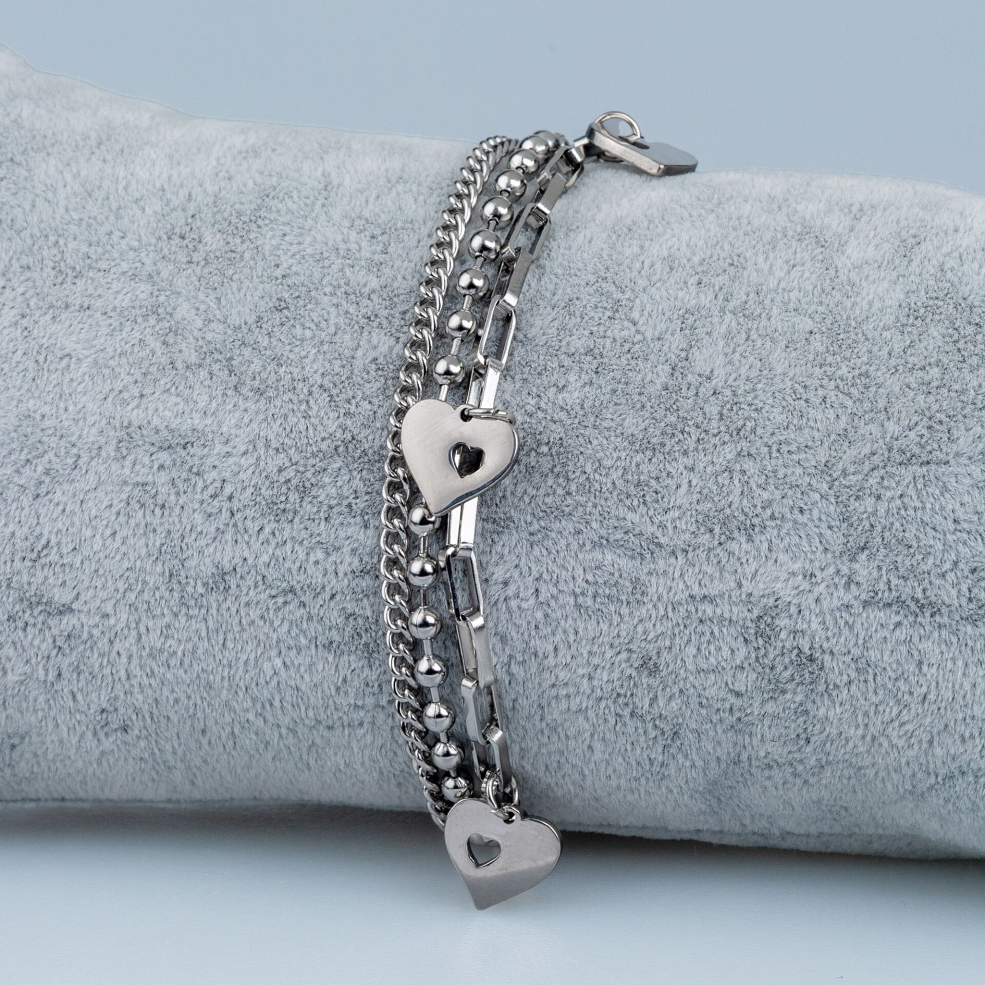 Çelik Zincir Bileklik Kalp