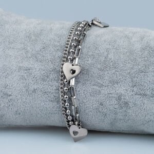 Çelik Zincir Bileklik Kalp