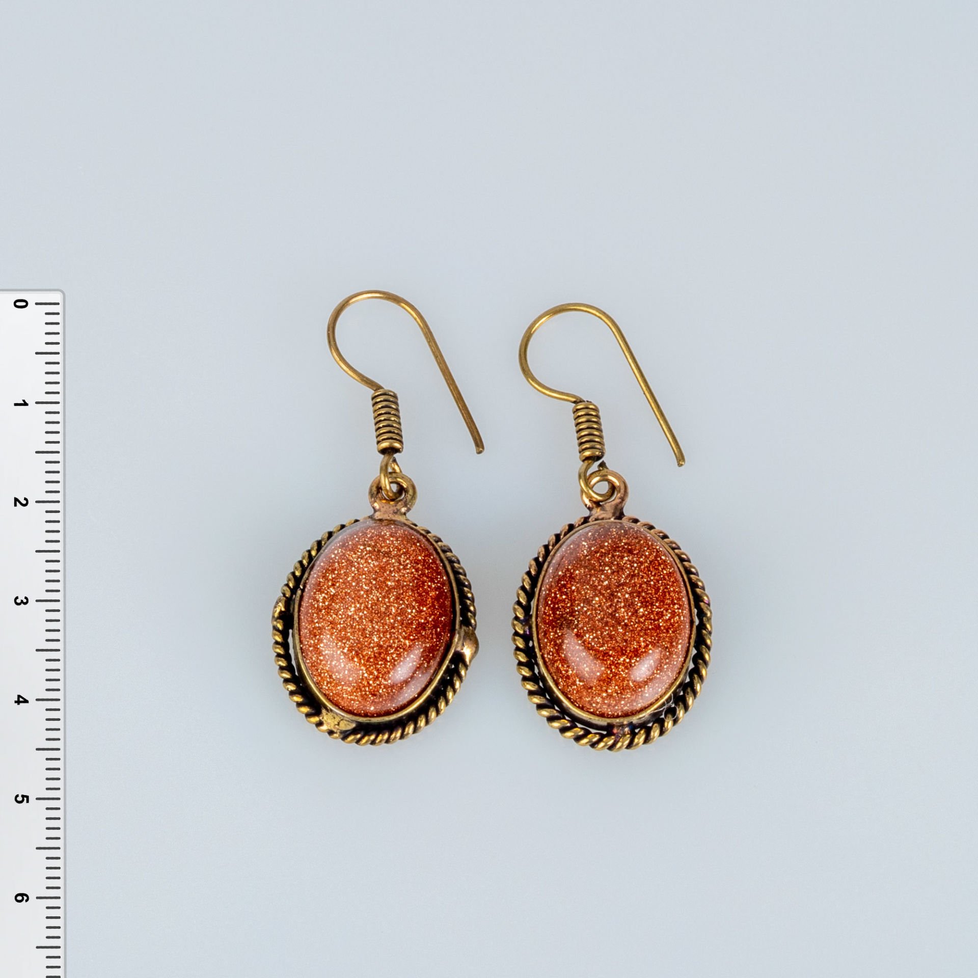 Brass Earrings with Stones