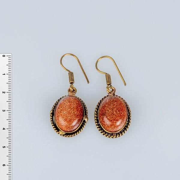 Brass Earrings with Stones