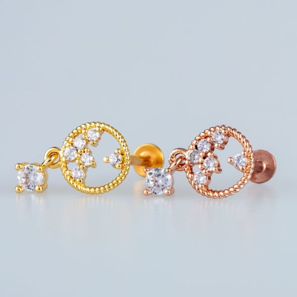 Toptan 316L Çelik Barlı Çelik Piercing Tragus Obje Pirinç Rose