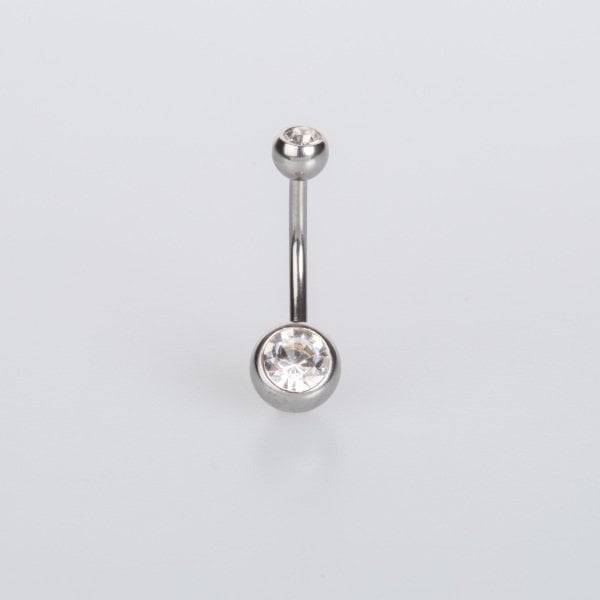 My First Piercing with Belly Stone is 10-12mm.