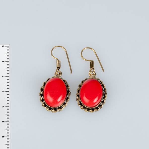 Brass Earrings with Stones
