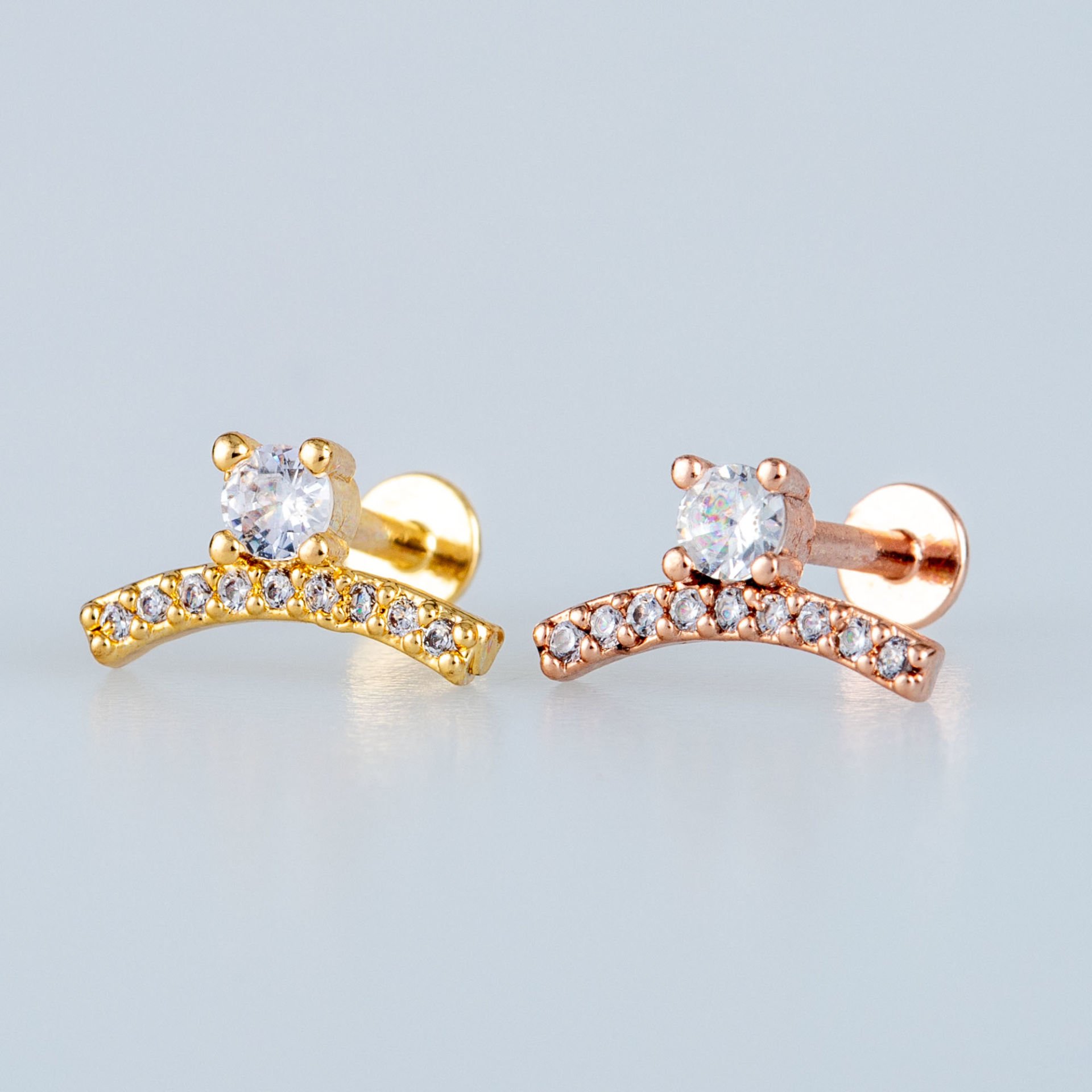 Toptan 316L Çelik Barlı  Çelik Piercing Tragus Obje Pirinç
