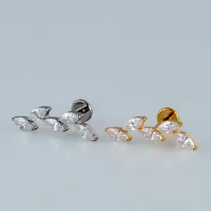 Toptan G23 Titanyum Fantezi Kombin Piercing Beyaz 8mm