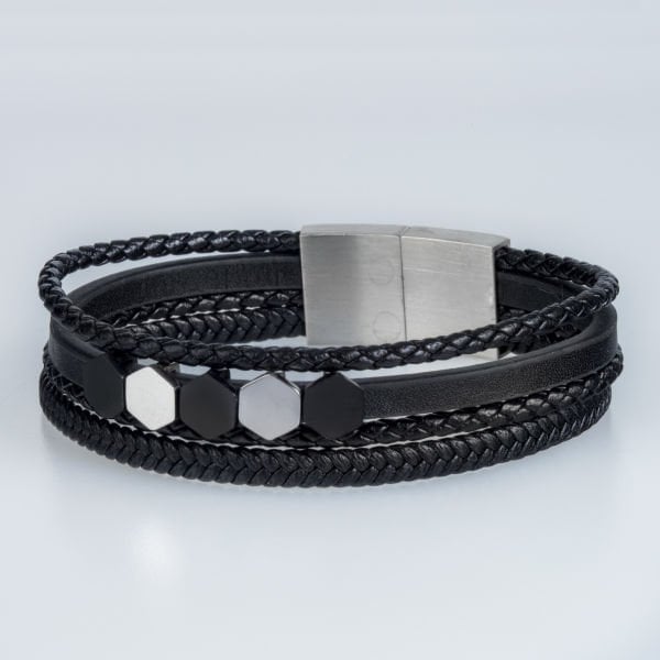 Men's Leather Steel Bracelet