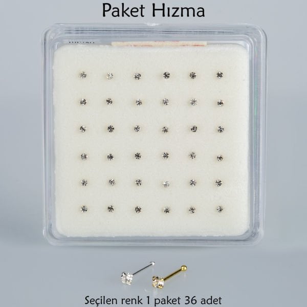 Piercing Nose Ring Round Stone 1 Pack 36 Pieces
