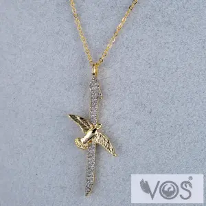 Vos Jewelry 14K Kuş Figürlü Taşlı Kolye