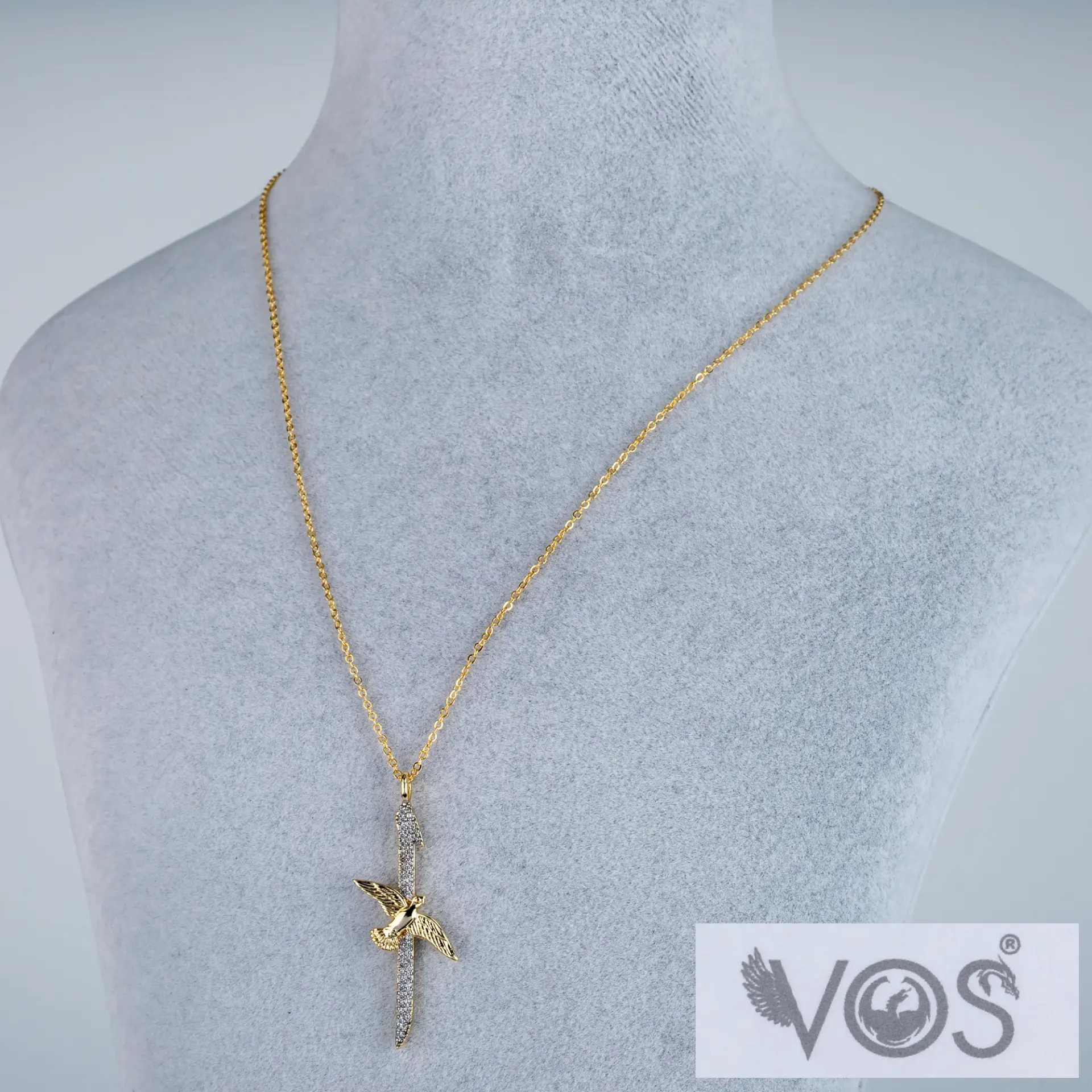 Vos Jewelry 14K Kuş Figürlü Taşlı Kolye