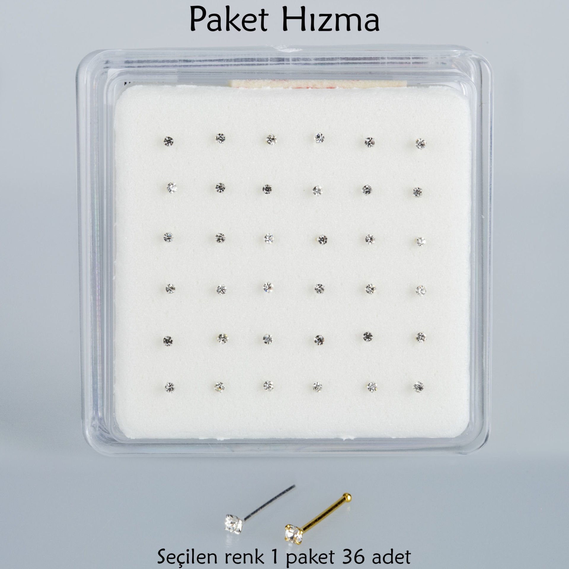 Piercing Nose Ring Round Stone 1 Pack 36 Pieces