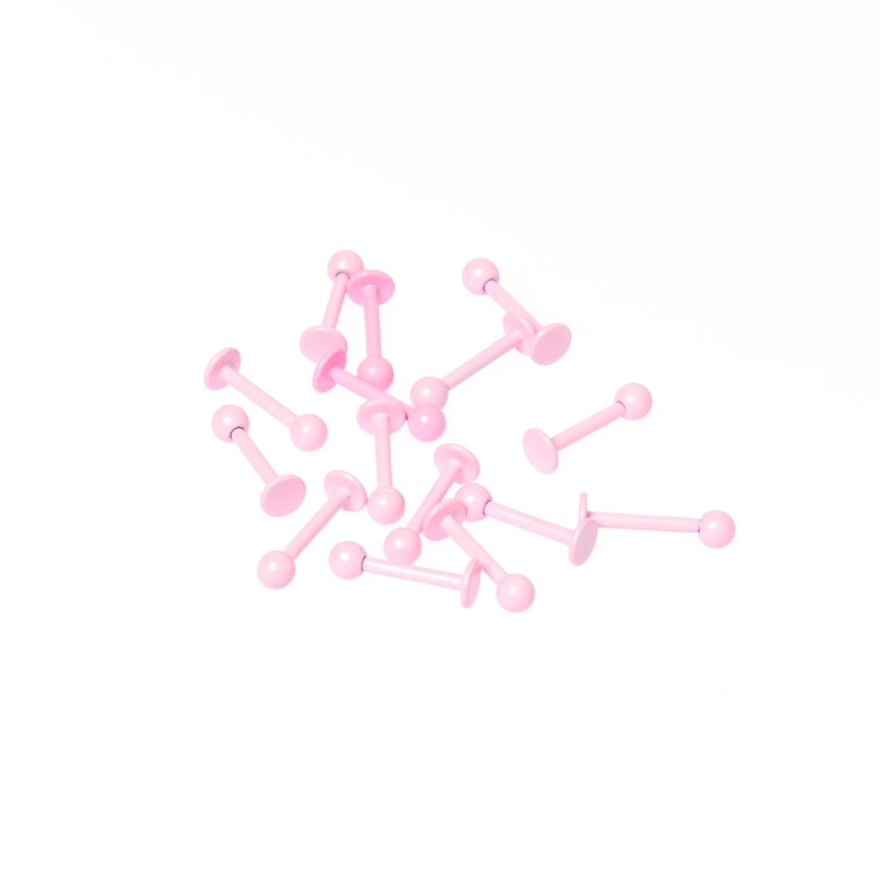 Toptan 316L Çelik Piercing Labret 3mm Top Neon Pembe