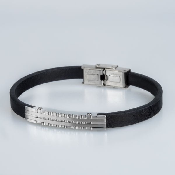 Men's Leather Steel Bracelet