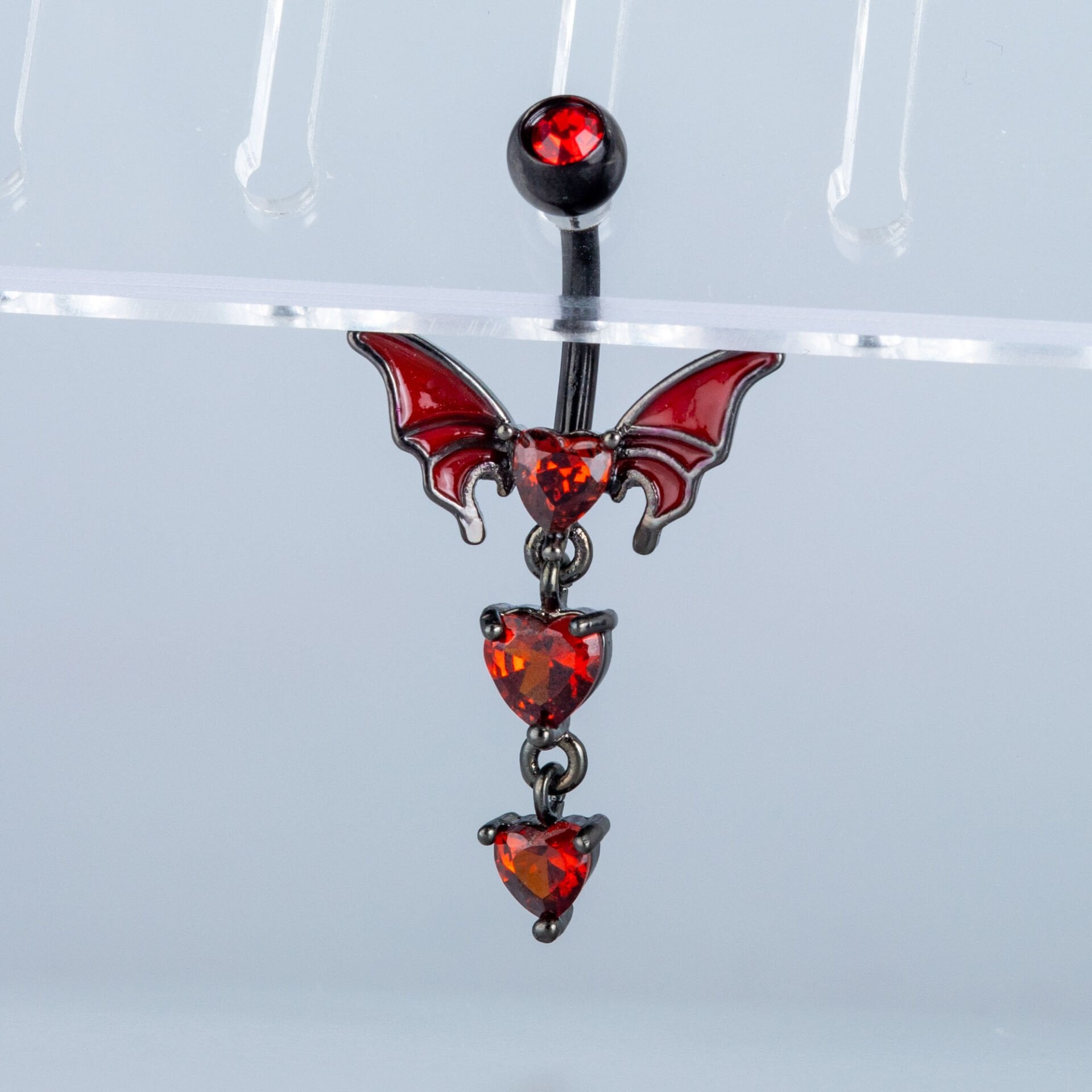 Piercing Göbek Gotik Yarasa Kalp Taş