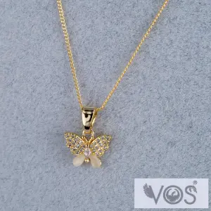 Vos Jewelry 14K Kelebek Figürlü Taşlı Kolye