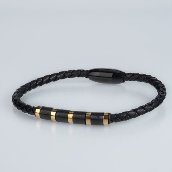Men's Leather Steel Bracelet