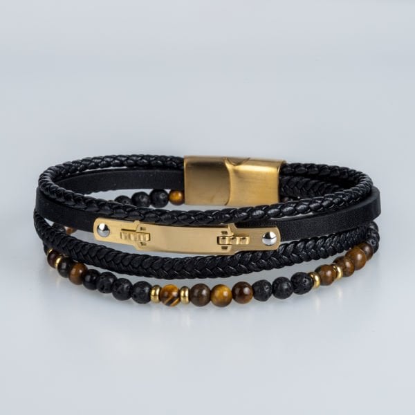 Men's Leather Steel Bracelet