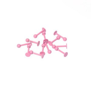 Toptan 316L Çelik Piercing Labret 3mm Top Neon Toz Pembe
