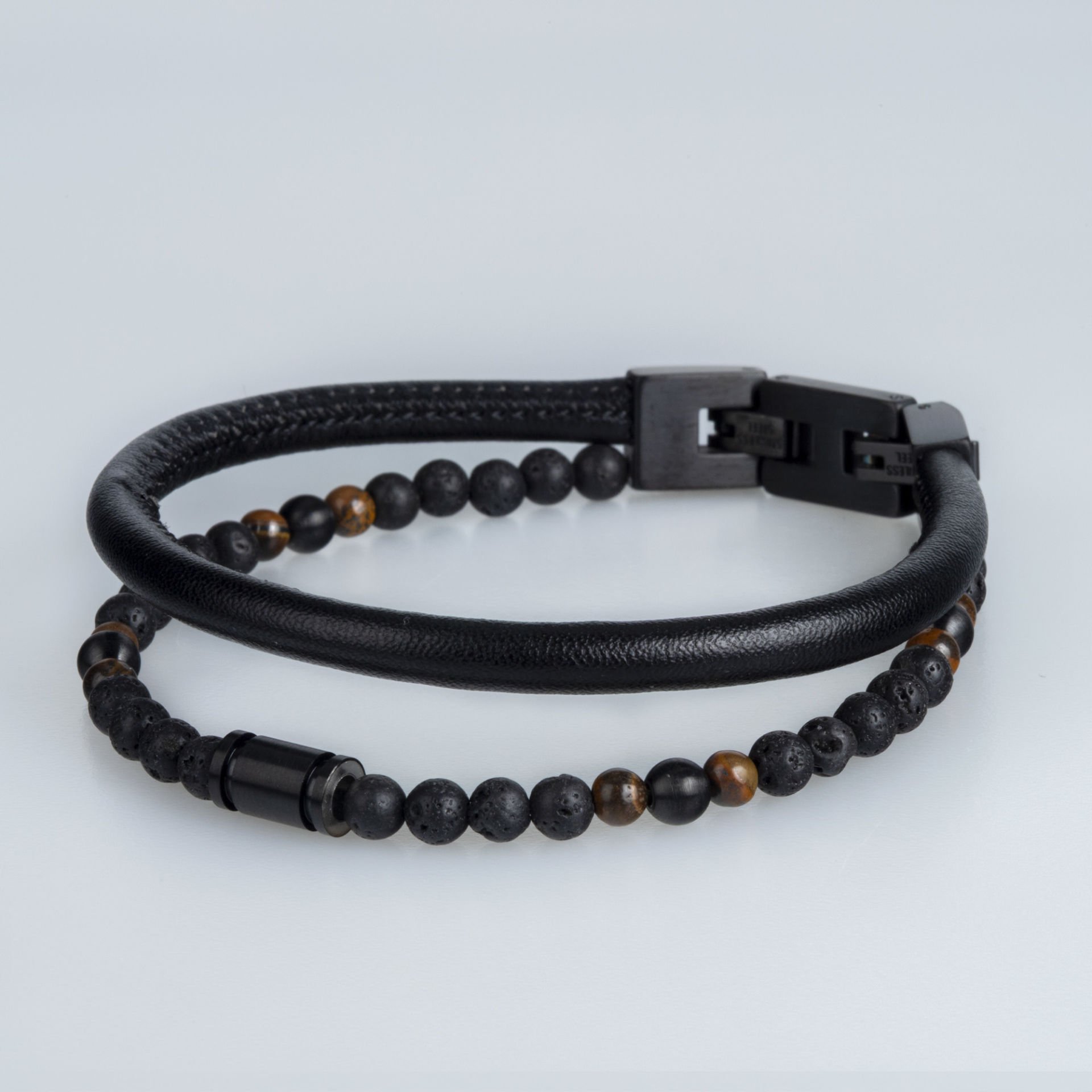 Men's Leather Steel Bracelet