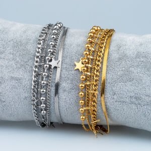 Çelik Zincir Bileklik Yıldız