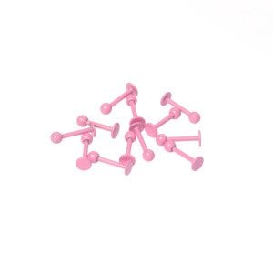 Toptan 316L Çelik Piercing Labret 3mm Top Neon Toz Pembe Boy: 1.2x8x3mm