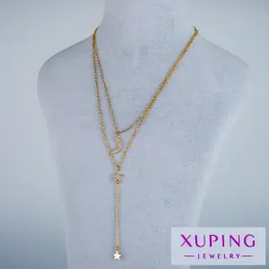 Xuping Jewelry 14K Ay Yıldız Taşlı Kolye
