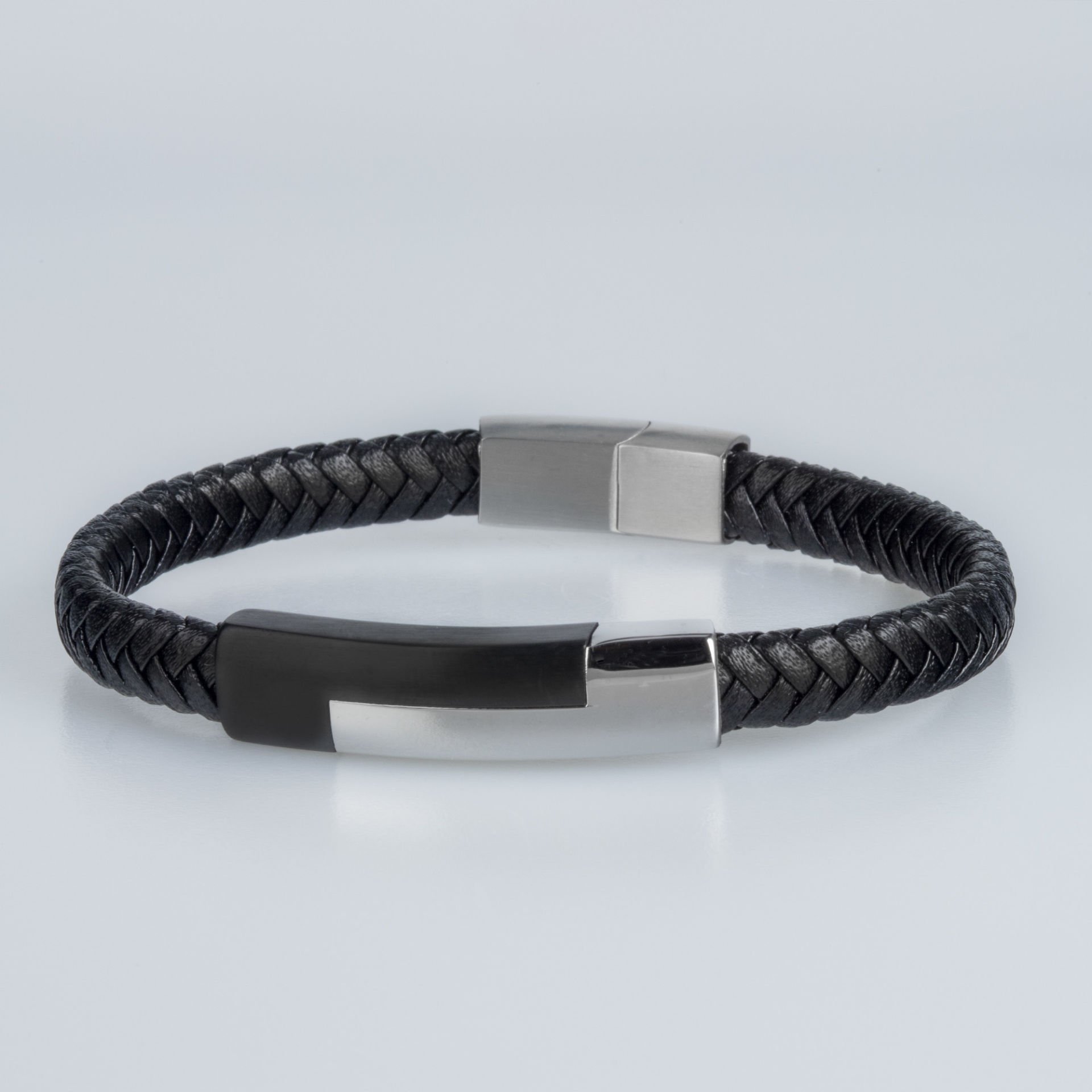 Men's Leather Steel Bracelet