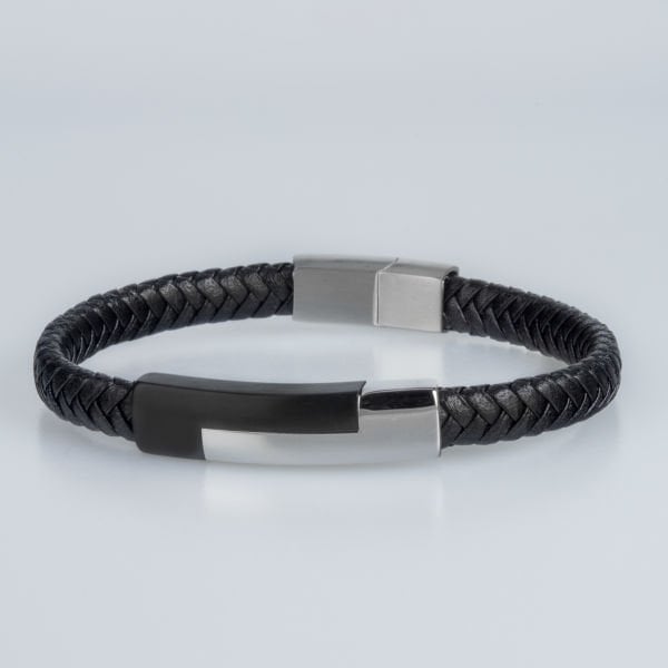 Men's Leather Steel Bracelet