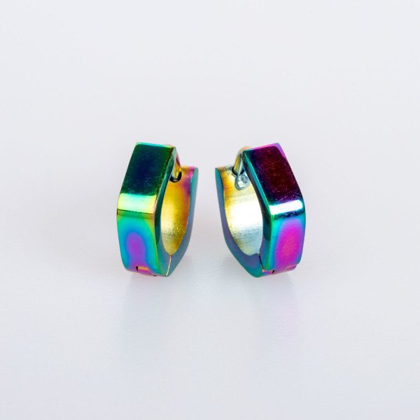 Çelik Küpe - Çift Rainbow