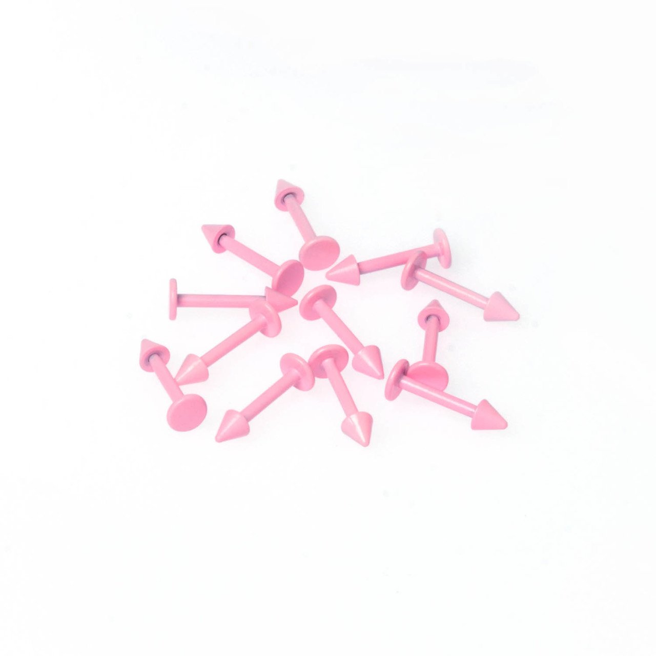 Toptan 316L Çelik Piercing Labret 3mm Spike Neon Toz Pembe