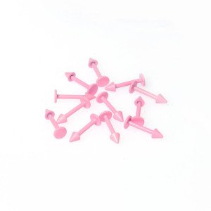 Toptan 316L Çelik Piercing Labret 3mm Spike Neon Toz Pembe