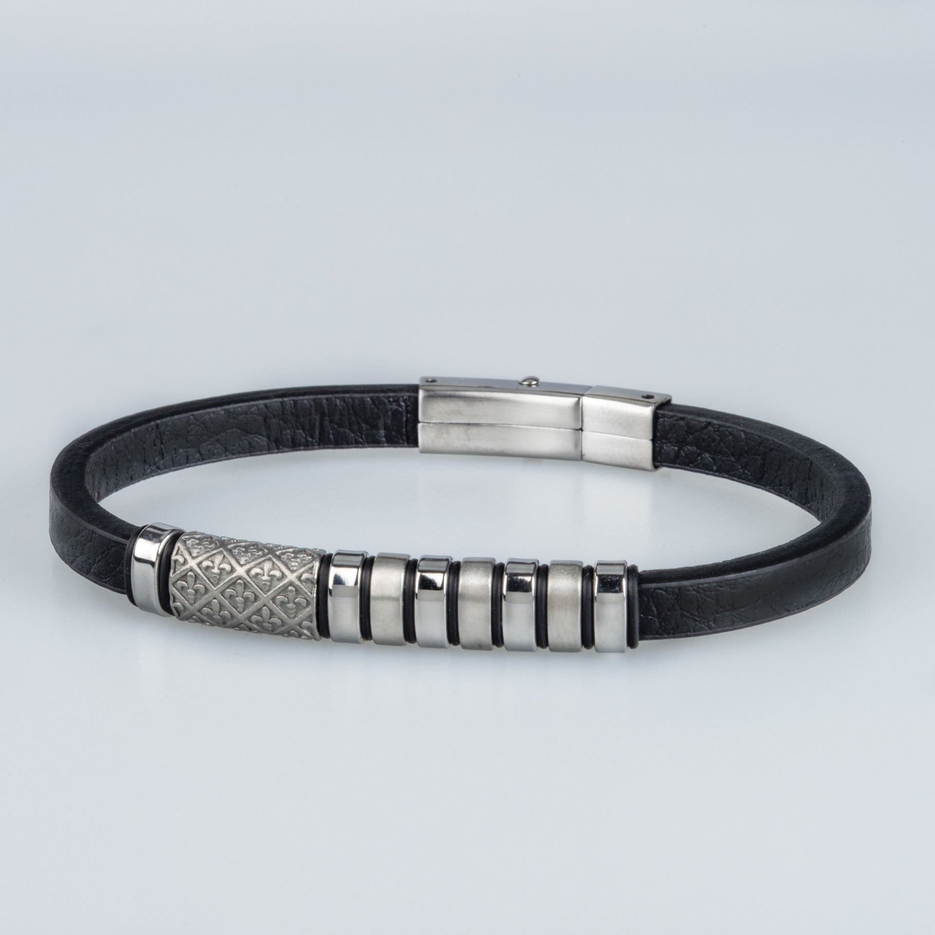 Men's Leather Steel Bracelet