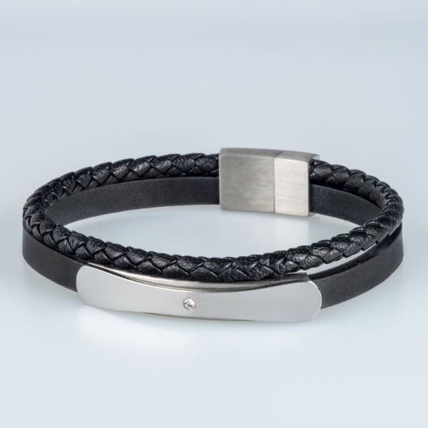 Men's Leather Steel Bracelet