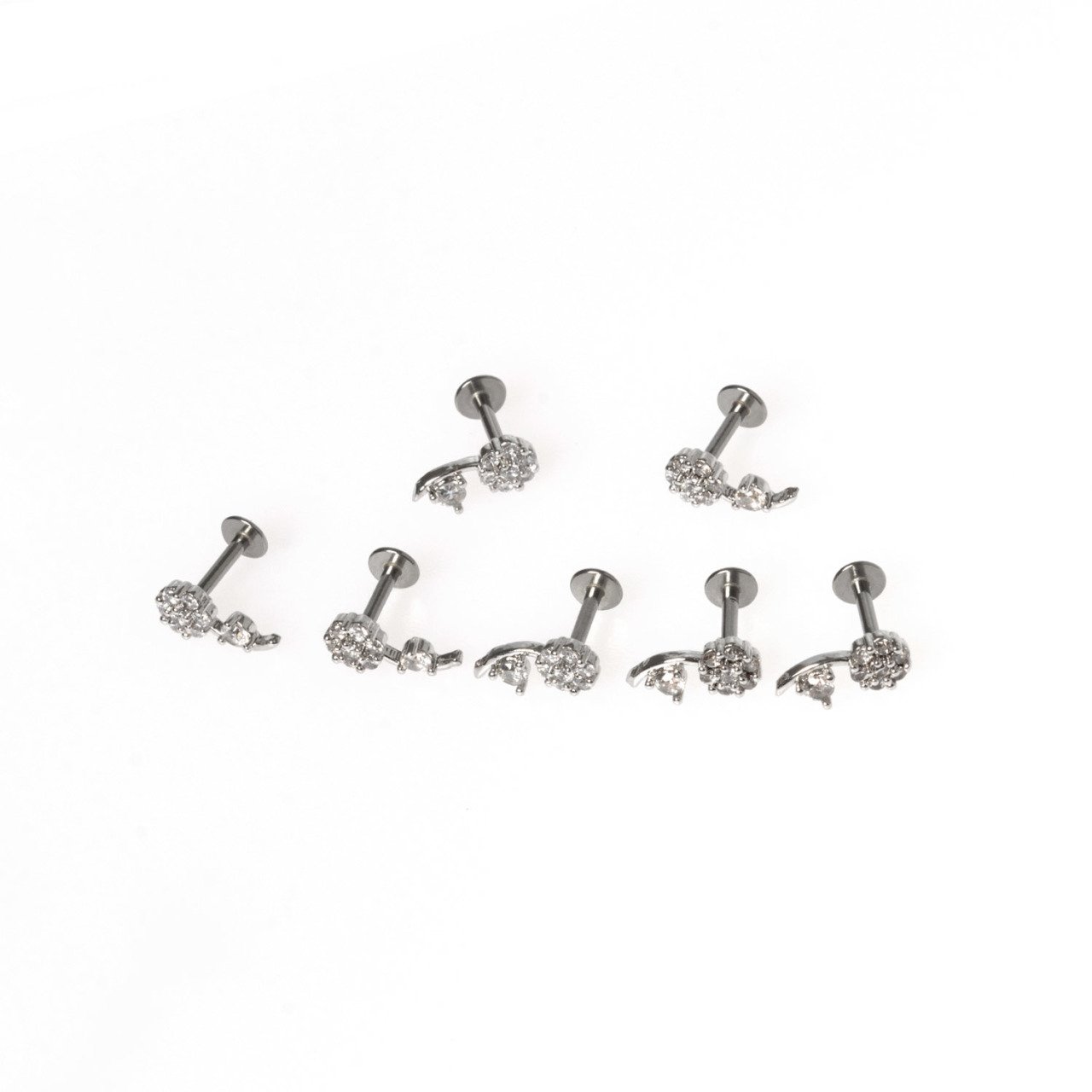 Toptan 316L Çelik Barlı Piercing Tragus Çiçek Obje Pirinç