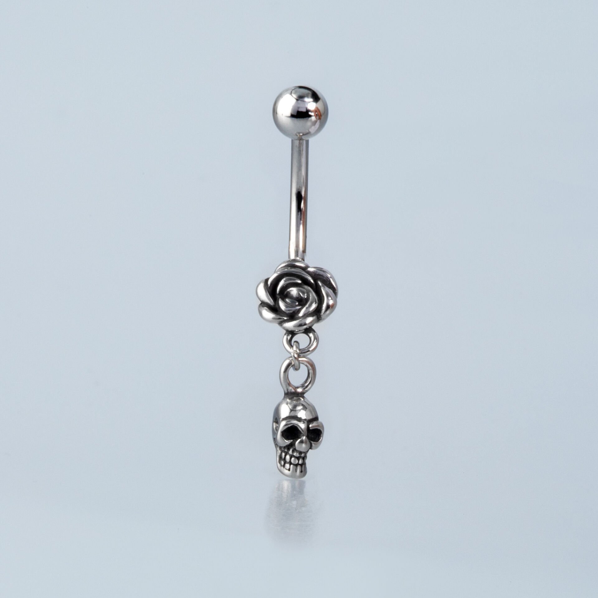 Piercing Çelik Gotik Göbek Kuru Kafa Gül