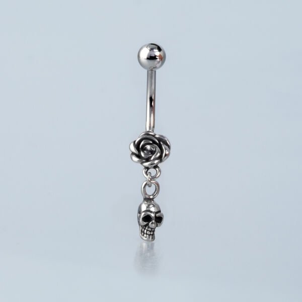Piercing Çelik Gotik Göbek Kuru Kafa Gül