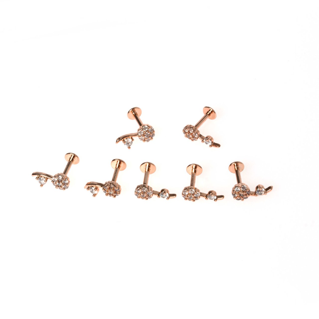 Toptan 316L Çelik Barlı Piercing Tragus Çiçek Obje Pirinç