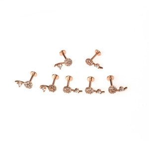 Toptan 316L Çelik Barlı Piercing Tragus Çiçek Obje Pirinç