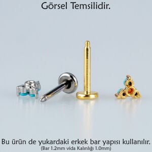Piercing Titanyum Labret 3mm Opal Taş
