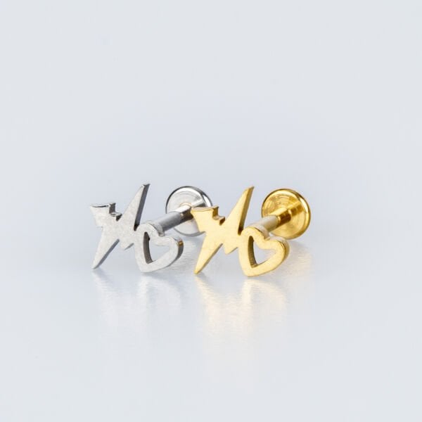 Piercing Çelik Tragus Kalp Ritim Beyaz 8mm