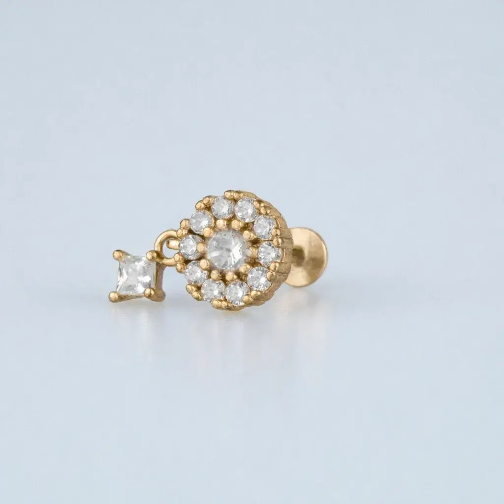 Toptan 316L Çelik Barlı Piercing Tragus Obje Pirinç