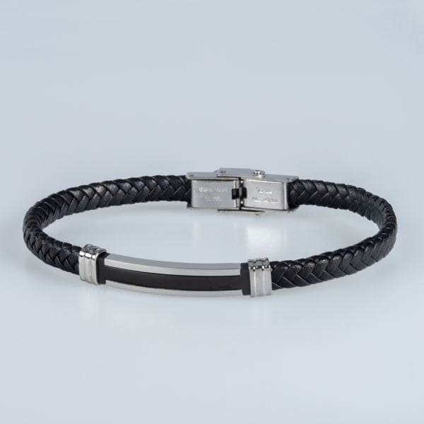 Men's Leather Steel Bracelet