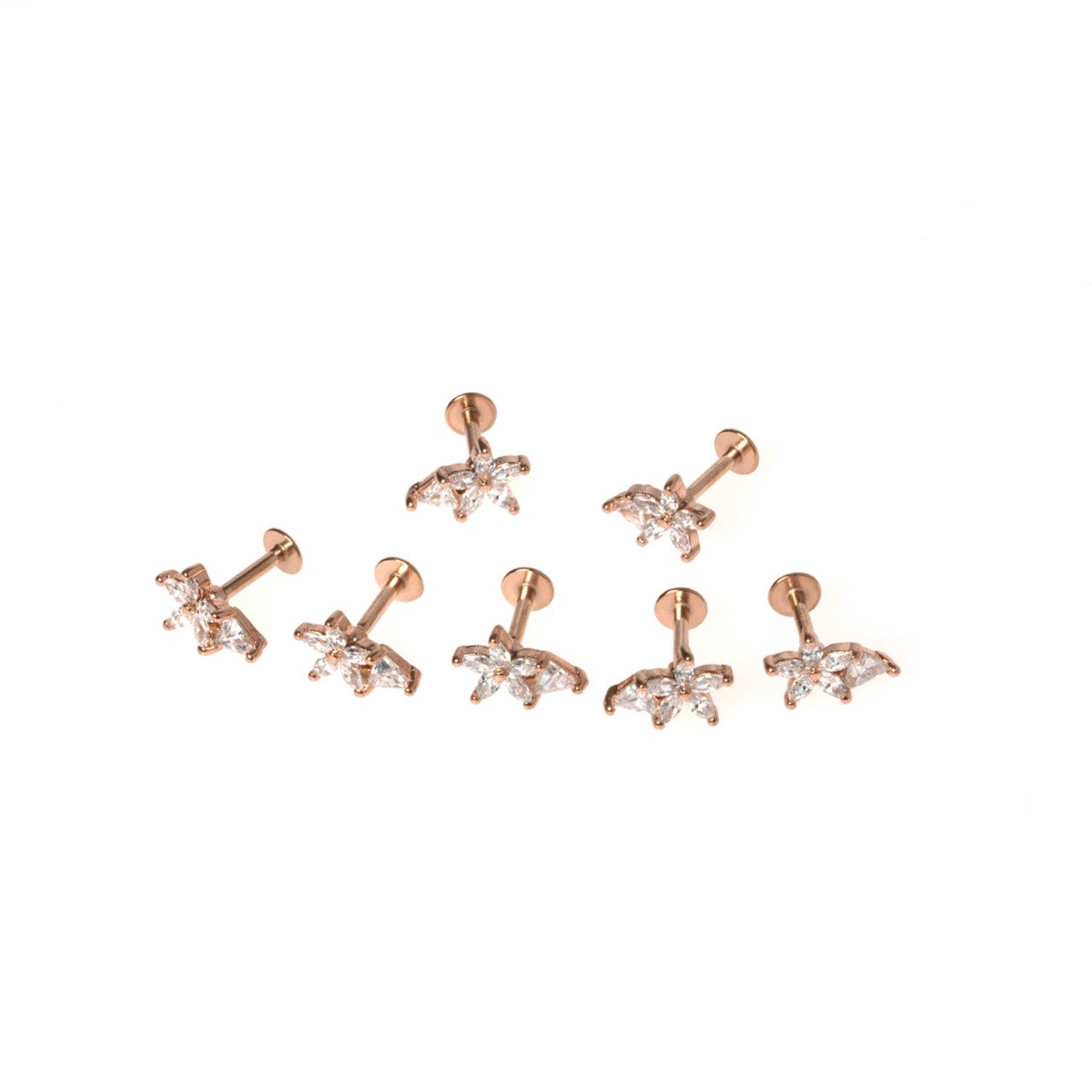 Toptan 316L Çelik Barlı Piercing Tragus Çiçek Obje Pirinç